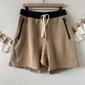 Fear Of God Essentials Drawstring Khaki Cotton Blend Shorts Baggy Streetwear S